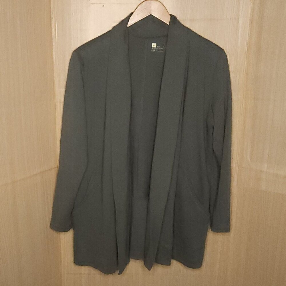 Xersion Sage Green Open Athletic Athleisure Tunic Length Knit Cardigan XL